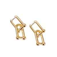 Huggie Hoop Drop Earring, Brass, plated, Double Layer & for woman 15*37mm 
