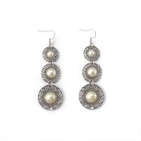 Plastic Pearl Zinc Alloy Earring, with Plastic Pearl, fashion jewelry, silver color 