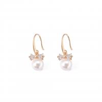 Plastic Pearl Zinc Alloy Earring, with Plastic Pearl, fashion jewelry & with rhinestone 
