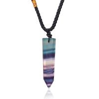 Gemstone Necklaces, Colorful Fluorite, with Wax Cord, fashion jewelry, multi-colored 