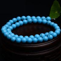 Perles en Turquoise naturelle, Rond, poli, DIY & normes différentes pour le choix, bleu, Vendu par brin