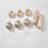 Fashion Plastic Pendants, Brass, with Plastic Pearl, fashion jewelry & DIY 