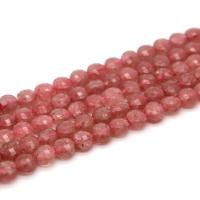 Strawberry Quartz Beads, Flat Round, fashion jewelry & DIY & faceted, pink 