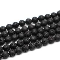 Natürliche Lava Perlen, Modeschmuck & DIY & verschiedene Größen vorhanden, schwarz, verkauft von Strang