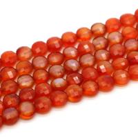Natural Red Agate Beads, Flat Round, fashion jewelry & DIY & faceted, red 