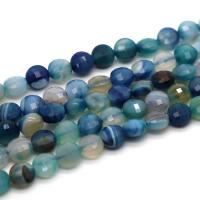 Natural Lace Agate Beads, Flat Round, fashion jewelry & DIY & faceted, blue 