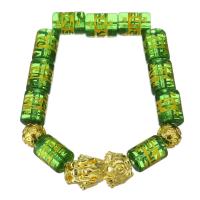 Gemstone Bracelets, Zinc Alloy, with Gemstone, gold color plated, Unisex, green  Approx 7 Inch 