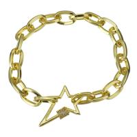 Cubic Zirconia Micro Pave Brass Bracelet, gold color plated, Unisex & micro pave cubic zirconia  Approx 8 Inch 