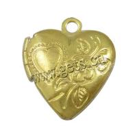 Brass Locket Pendant, Heart, plated, with flower pattern Approx 1.5mm 