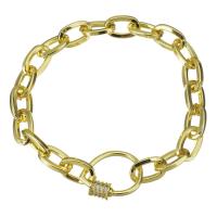 Cubic Zirconia Micro Pave Brass Bracelet, gold color plated, micro pave cubic zirconia  Approx 8 Inch 
