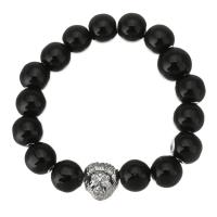 Bracelets en pierres précieuses, alliage de zinc, avec pierre gemme, Placage, unisexe, noire 12mm Environ 7 pouce, Vendu par brin