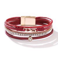 PU Leather Cord Bracelets, Zinc Alloy, with PU Leather, fashion jewelry & multilayer & Unisex 190mm 
