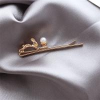 Hair Slide, Zinc Alloy, with Plastic Pearl, fashion jewelry, gold 