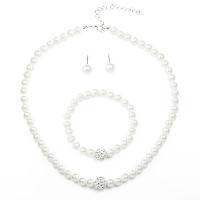 Jewelry Gift Sets, Zinc Alloy, Stud Earring & bracelet & necklace, with Plastic Pearl, fashion jewelry 
