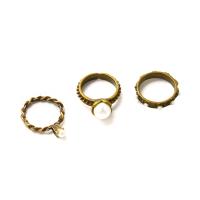 Zinc Set anillo de aleación, aleación de zinc, anillo de dedo, con Perlas plásticas, Joyería, más colores para la opción, 3PCs/Set, Vendido por Set
