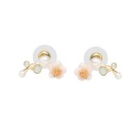 Plastic Pearl Zinc Alloy Earring, with Plastic Pearl, plated, fashion jewelry & with rhinestone 