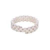 Plastic Pearl Bracelets, ABS Plastic Pearl, with Zinc Alloy, fashion jewelry & with rhinestone, white 