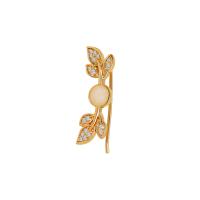 Brass Stud Earring, with Cats Eye, gold color plated, for woman & with rhinestone, gold, 22mm 