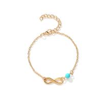 Zinc Alloy Anklet, with Synthetic Blue Turquoise, plated, for woman .66 Inch 