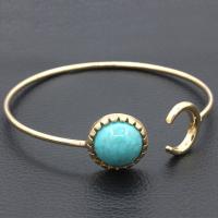 Zinc Alloy Cuff Bangle, with Natural Turquoise, plated, for woman Inner Approx 62mm 