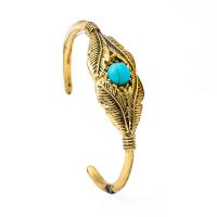 Zinc Alloy Cuff Bangle, with Natural Turquoise, plated, for woman 67mm 