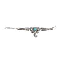 Zinc Alloy Turquoise Bracelets, with Natural Turquoise, with 45mm extender chain, silver color plated, for woman, silver color Inner Approx 44mm .46 Inch 