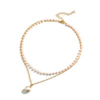 Mode-Multi-Layer-Halskette, Zinklegierung, mit Kunststoff Perlen, plattiert, Doppelschicht & für Frau, keine, Länge:13.97 ZollInch, verkauft von Strang