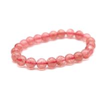 Quartz Bracelets, Strawberry Quartz, Round, fashion jewelry & DIY red, 20CM 