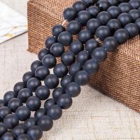 Natürliche schwarze Achat Perlen, Schwarzer Achat, DIY & verschiedene Größen vorhanden, verkauft von Strang