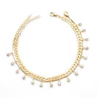 Brass Anklet, with Crystal, plated, fashion jewelry & for woman 