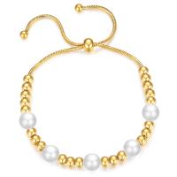Titan Edelstahl Armband / Armreif, Titanstahl, mit Kunststoff Perlen, plattiert, Schlangekette & für Frau, keine, Länge:ca. 6.3-10.2 ZollInch, verkauft von Strang