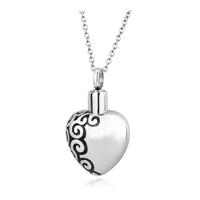 Cremation Jewelry Ashes Urn Necklace, Stainless Steel, Heart, Unisex & oval chain, original color Approx 17.7 Inch 