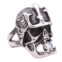 Titanium Steel Finger Ring, Skull & for man & with rhinestone, 30mm, US Ring 