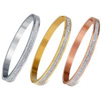 Stainless Steel Bangle, with Rhinestone Clay Pave, plated, fashion jewelry & for woman Inner Approx 