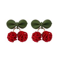 Enamel Zinc Alloy Drop Earring, Cherry, fashion jewelry & for woman, red, 19mm 