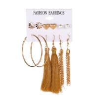 Zinc Alloy Earring Set, Stud Earring & earring, with Plastic Pearl, plated, fashion jewelry & with rhinestone 