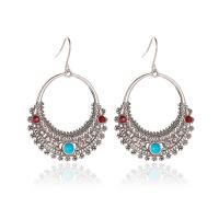 Turquoise Zinc Alloy Earring, with Natural Turquoise, silver color plated, for woman, silver color 