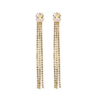 Fashion Fringe Earrings, Zinc Alloy, with Plastic Pearl, plated & for woman & with rhinestone 