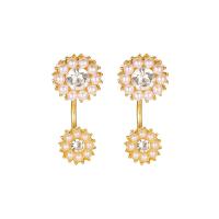 Zinc Alloy Split Earring, with Plastic Pearl, gold color plated, for woman & with rhinestone 