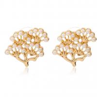 Plastic Pearl Zinc Alloy Earring, with Plastic Pearl, plated, for woman 25mm 