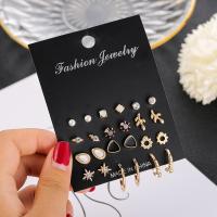 Zinc Alloy Earring Set, Stud Earring & earring, plated, fashion jewelry & for woman & with rhinestone 