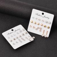 Zinc Alloy Stud Earring Set, Stud Earring, plated, fashion jewelry & for woman & with rhinestone 