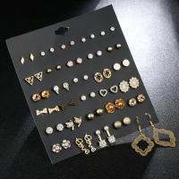 Zinc Alloy Earring Set, Stud Earring & earring, plated, fashion jewelry & for woman & with rhinestone 