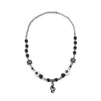 Fashion Sweater Chain Necklace, Plastic, with Titanium Steel & Zinc Alloy, for man, black Approx 23.62 Inch 