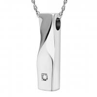 Stainless Steel Cinerary Casket Pendant, Square, fashion jewelry & Unisex & with rhinestone 