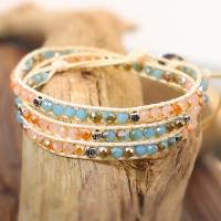 Bracelets de multicouche de perles en verre , Des billes de verre, avec alliage de zinc, bijoux de mode, multicolore, Vendu par brin