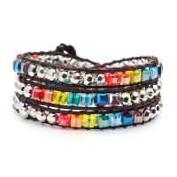Bracelets de multicouche de perles en verre , Des billes de verre, avec alliage de zinc, bijoux de mode, multicolore, Vendu par brin