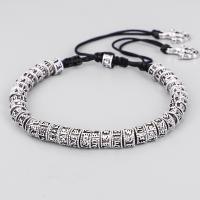 Fashion Zinc Alloy Bracelets, with Wax Cord, plated, fashion jewelry, silver color 