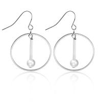 Plastic Pearl Zinc Alloy Earring, with Plastic Pearl, plated, for woman 28mm 