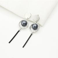 Plastic Pearl Zinc Alloy Earring, with Plastic Pearl, plated, for woman 87mm 